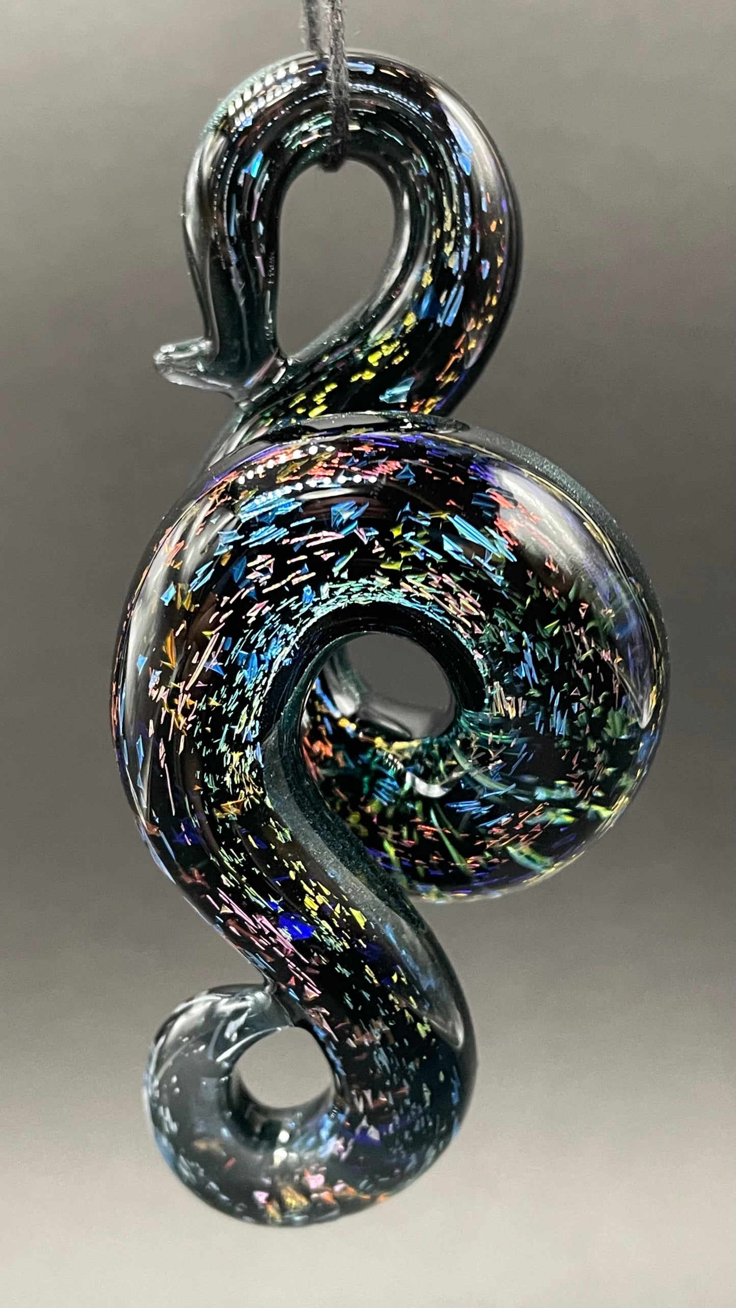 Dichroic sparkle snake pendant
