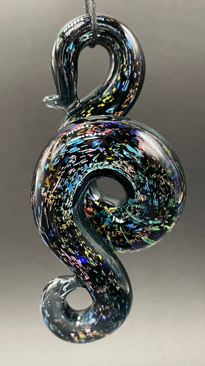 Dichroic sparkle snake pendant