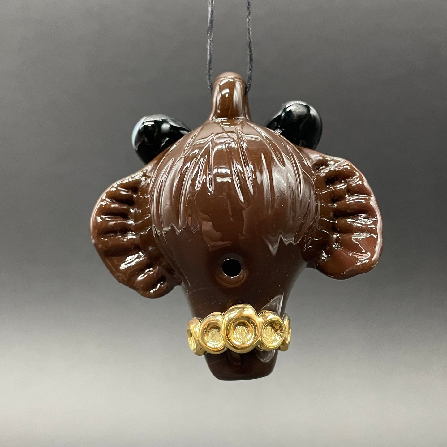 blinged out glass grizzly bear pendant