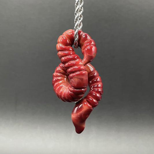 glass earthworm pendant