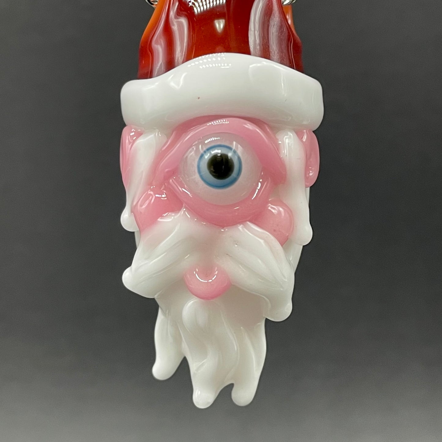Cyclops Santa glass pendant