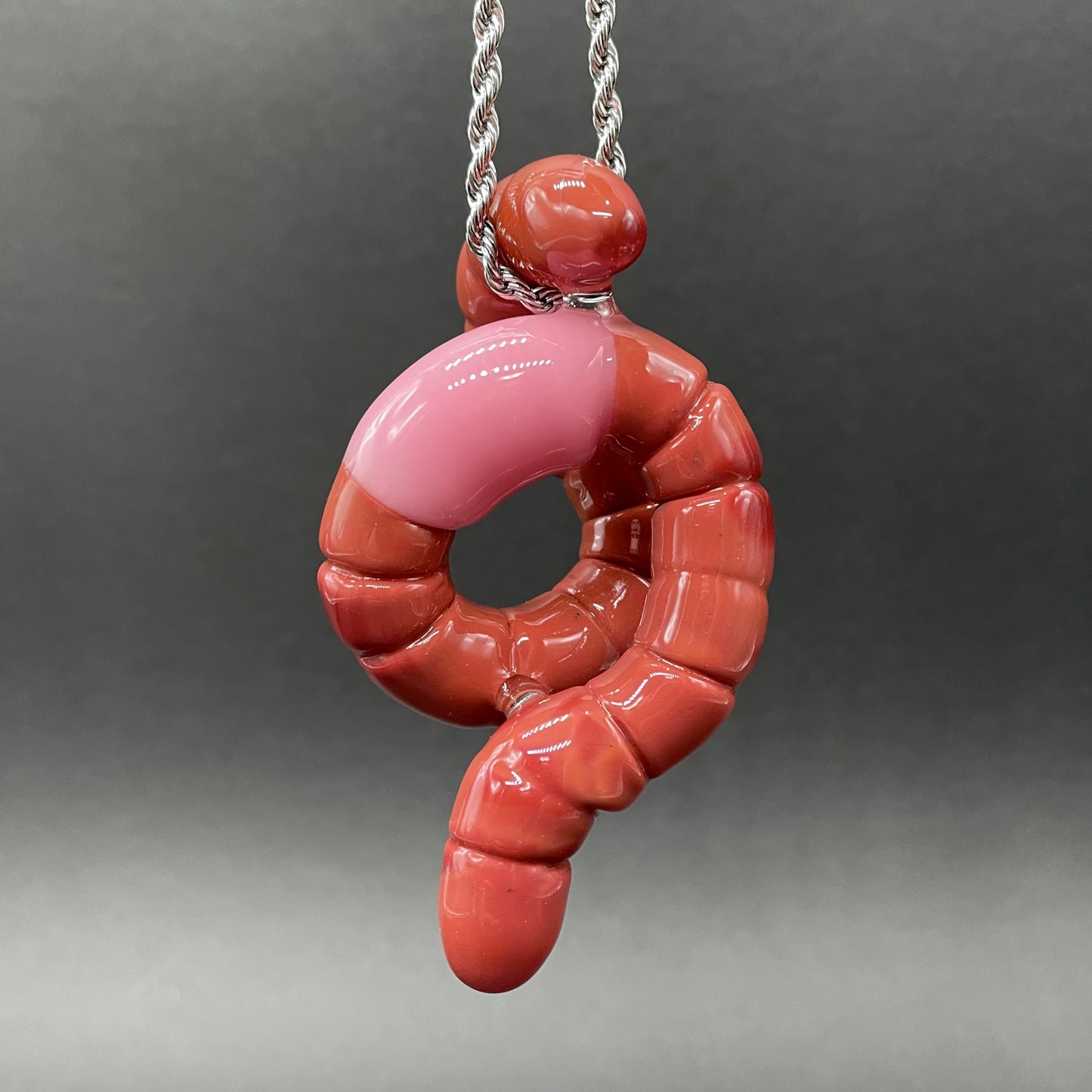glass earthworm pendant