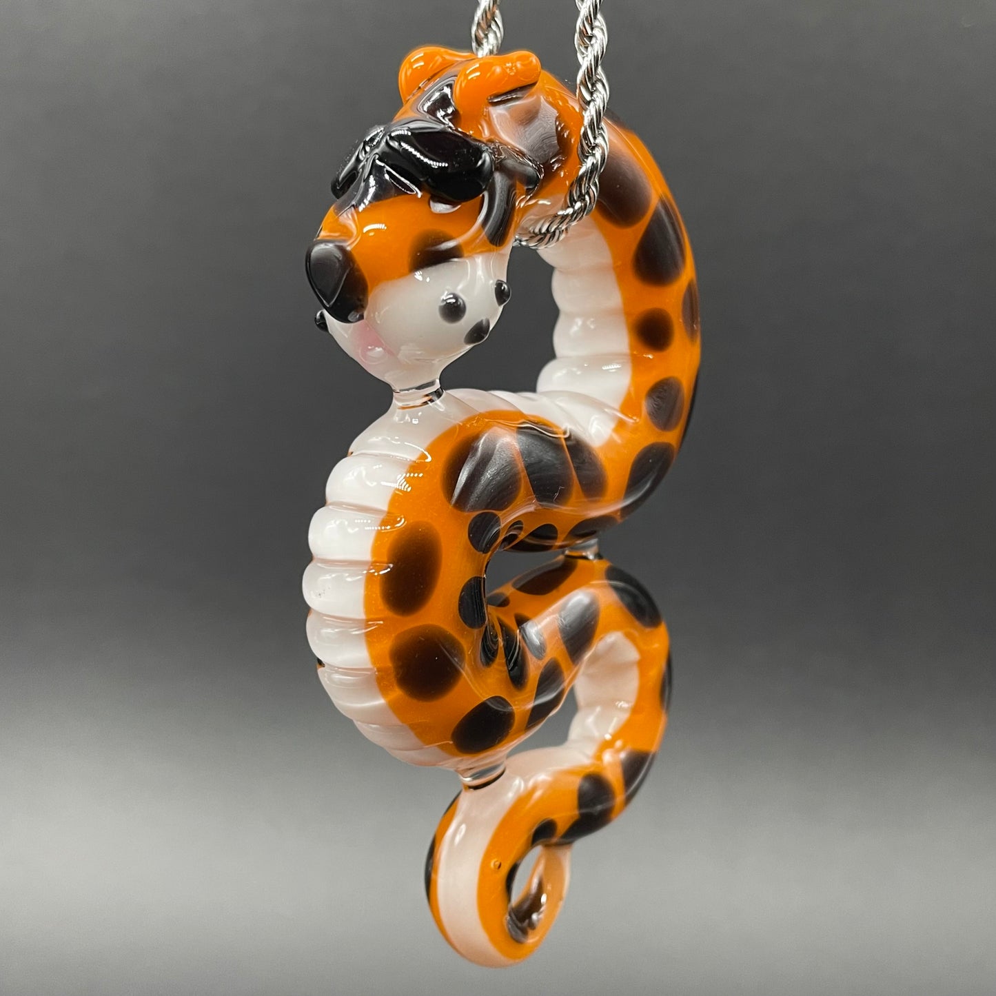 Slithering Chester Cheetah glass pendant