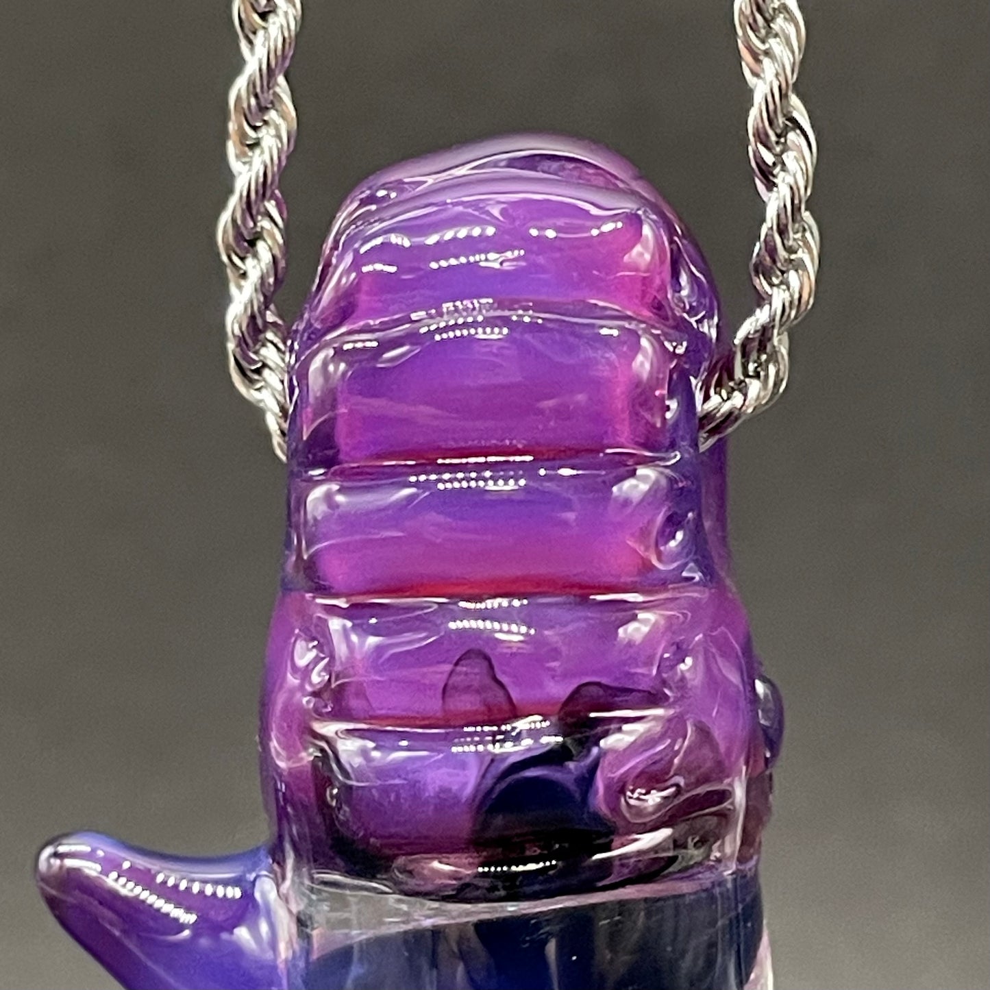 Artisan glass Royal jelly dichroic cyclops pendant - detailed craftsmanship
