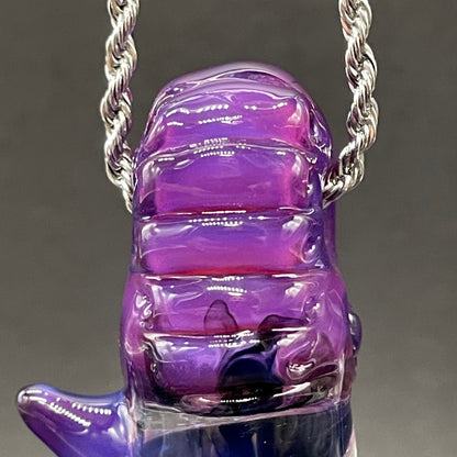Artisan glass Royal jelly dichroic cyclops pendant - detailed craftsmanship