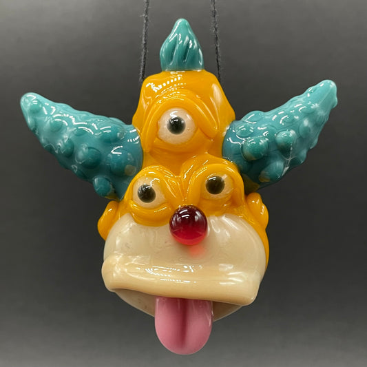 Third eye Krusty the clown glass pendant