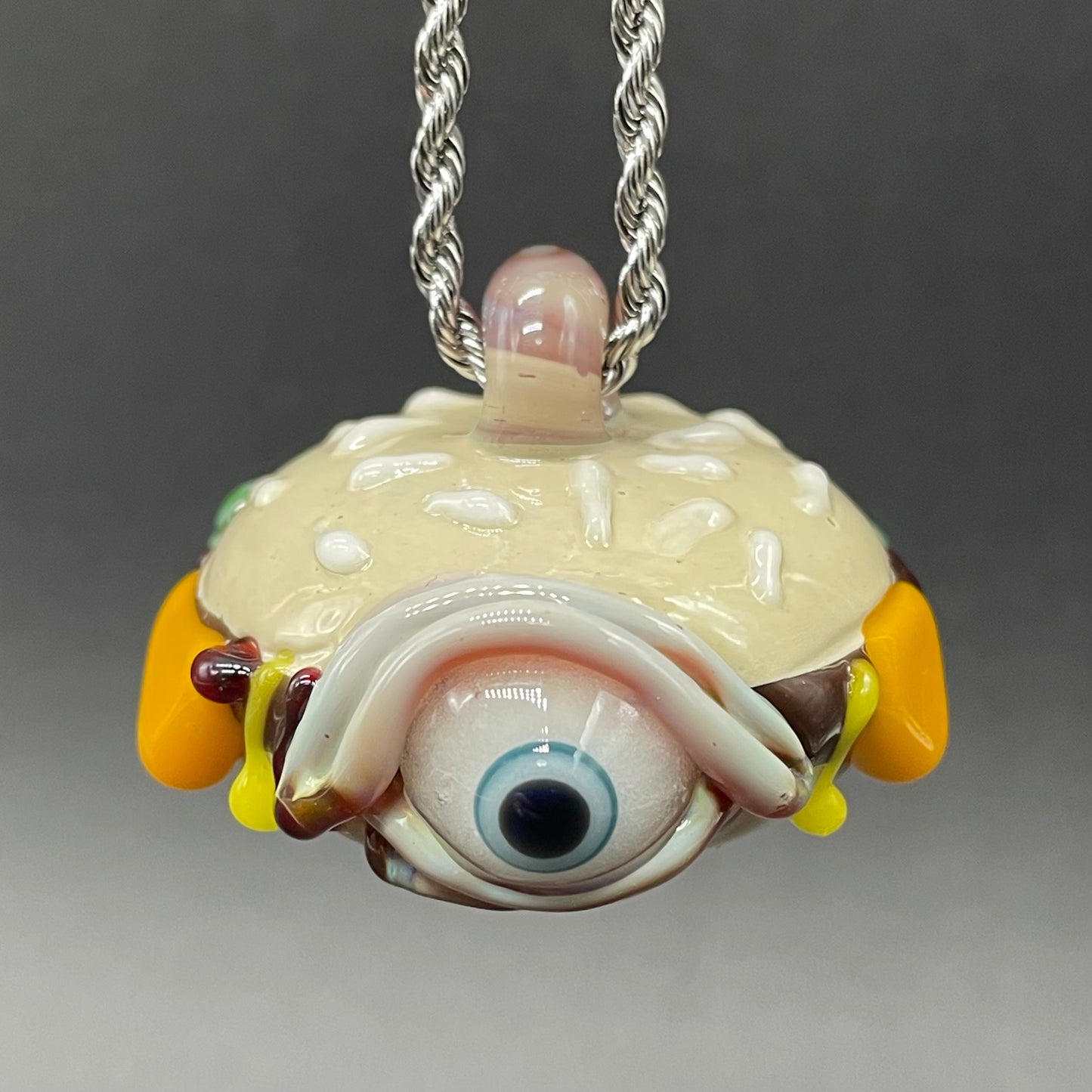 Eye love cheeseburger pendant