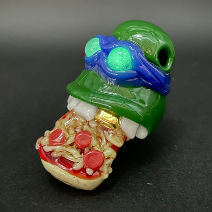 Leonardo Ninja TurtleHandblown Pendant, TMNT Inspired Collectible glass necklace