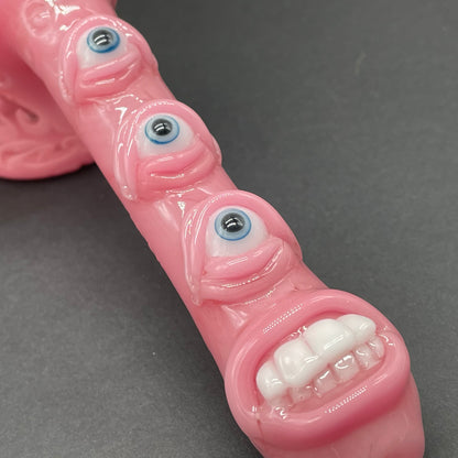 Pink evil eye bubbler