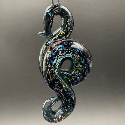 Dichroic sparkle snake pendant