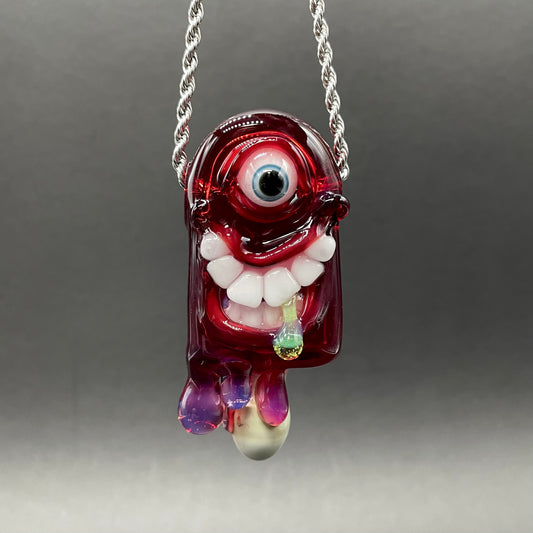 Hand-blown glass Drippy popsicle pendant by Leviathan Glass