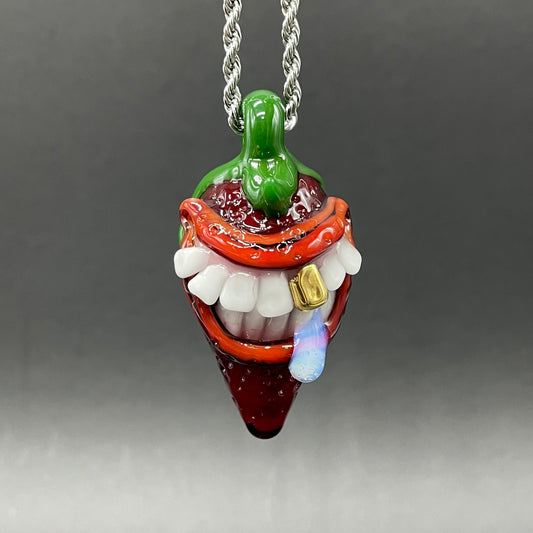 Toothy strawberry pendant