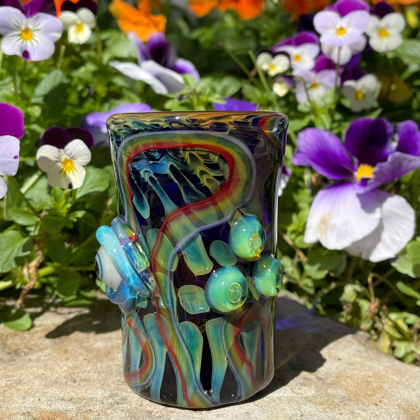 Rainbow cyclops plant pot with drainage holes