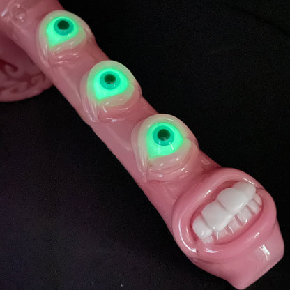 Pink evil eye bubbler