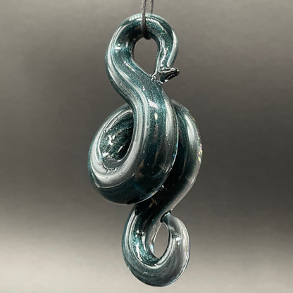 Dichroic sparkle snake pendant