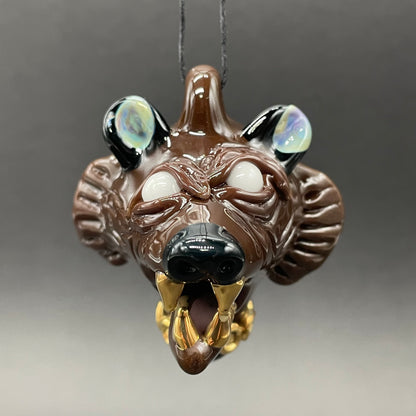 blinged out glass grizzly bear pendant