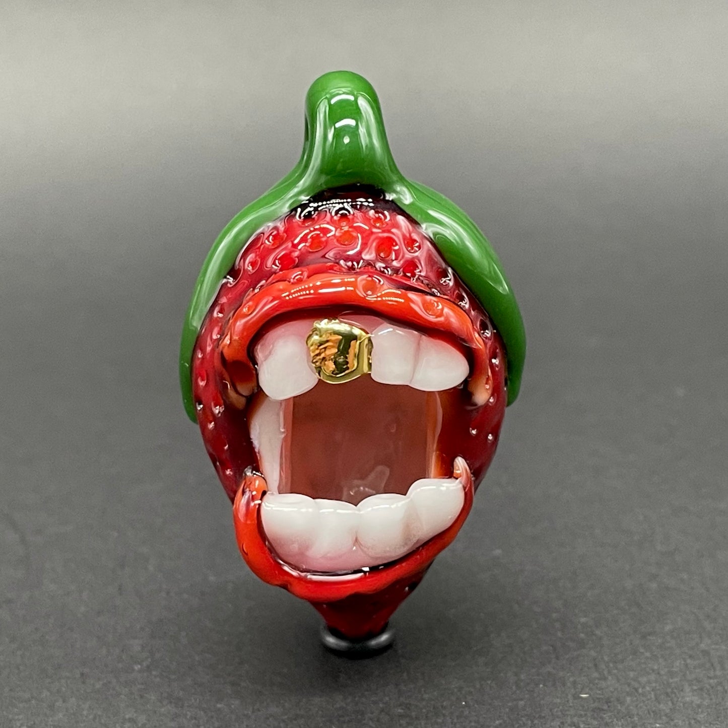Screaming strawberry glass pendant