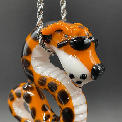 Slithering Chester Cheetah glass pendant