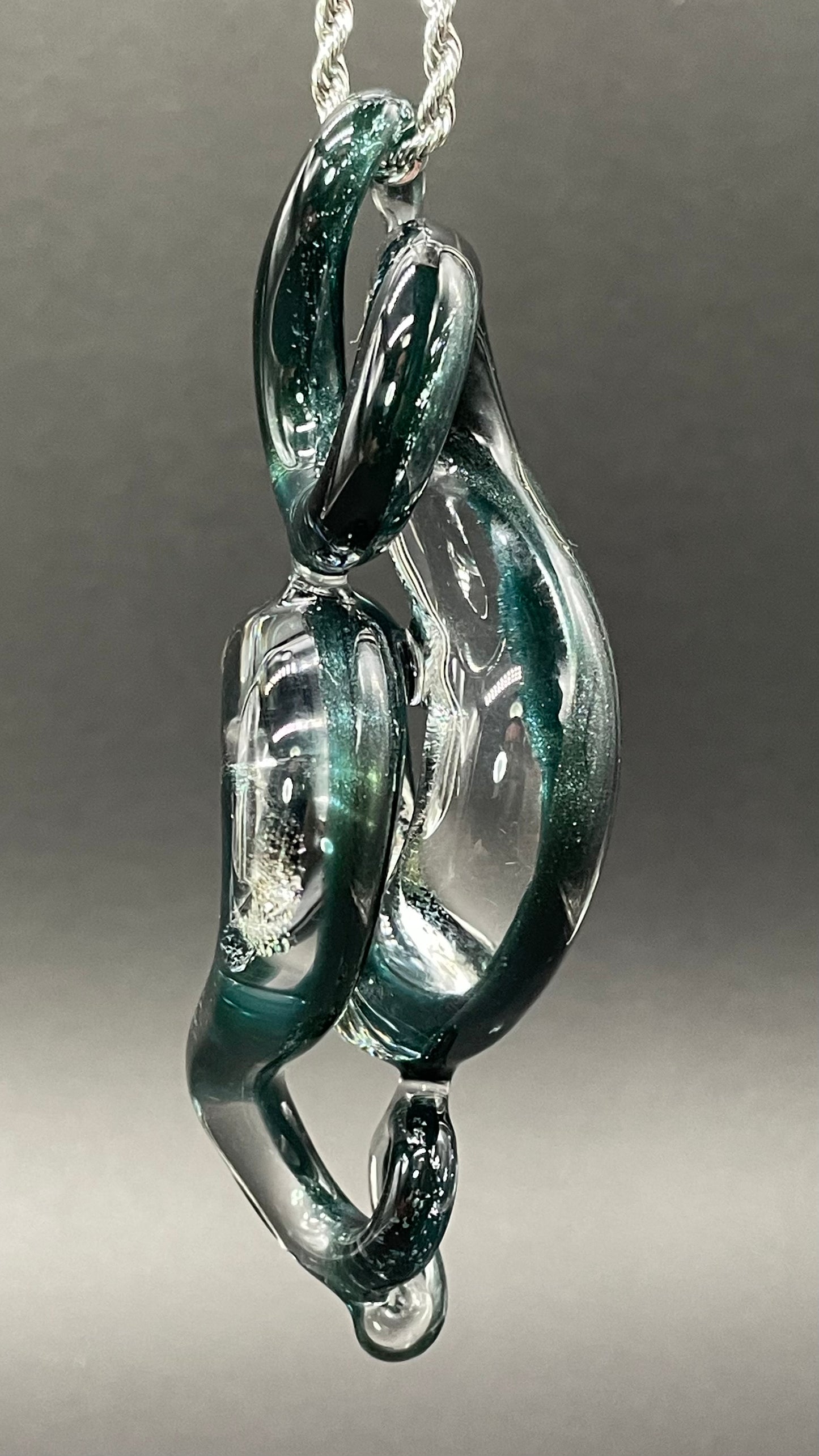 Dichroic sparkle snake pendant