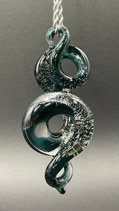 Dichroic sparkle snake pendant
