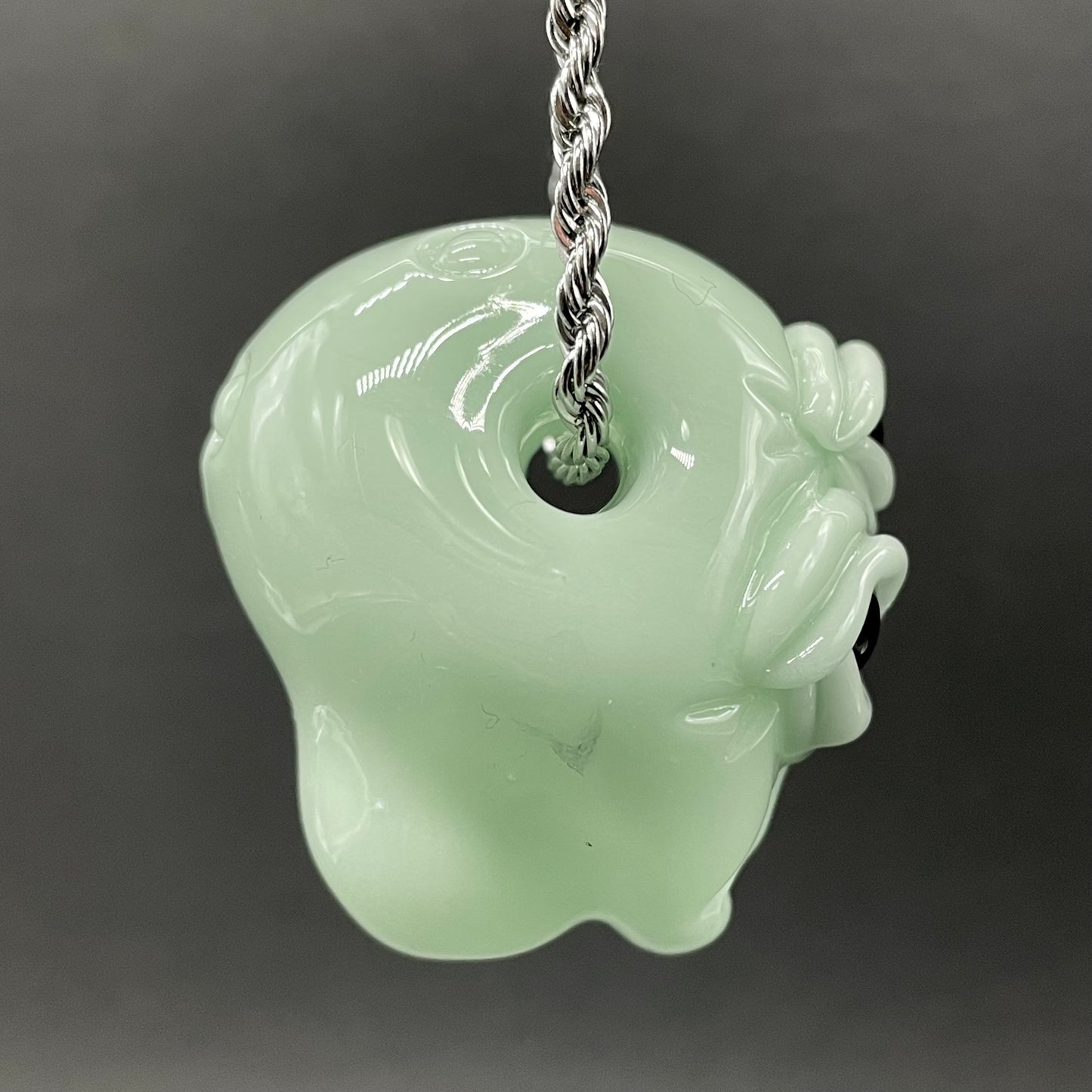 Time manipulating three eye glass alien pendant