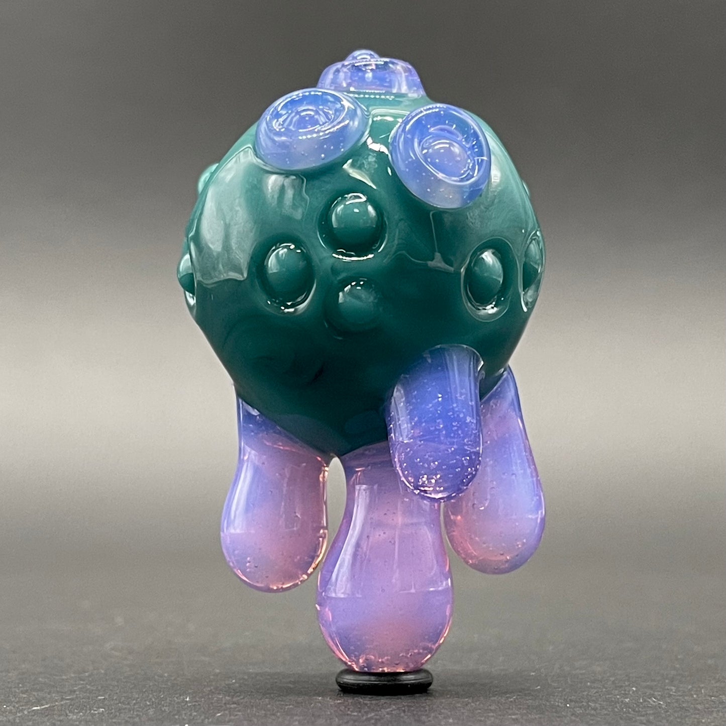 Dripping with sarcasm - Agua azule Drippy, grinning pendant