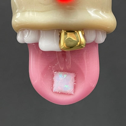 Krusty the clown glass pendant with opal tab