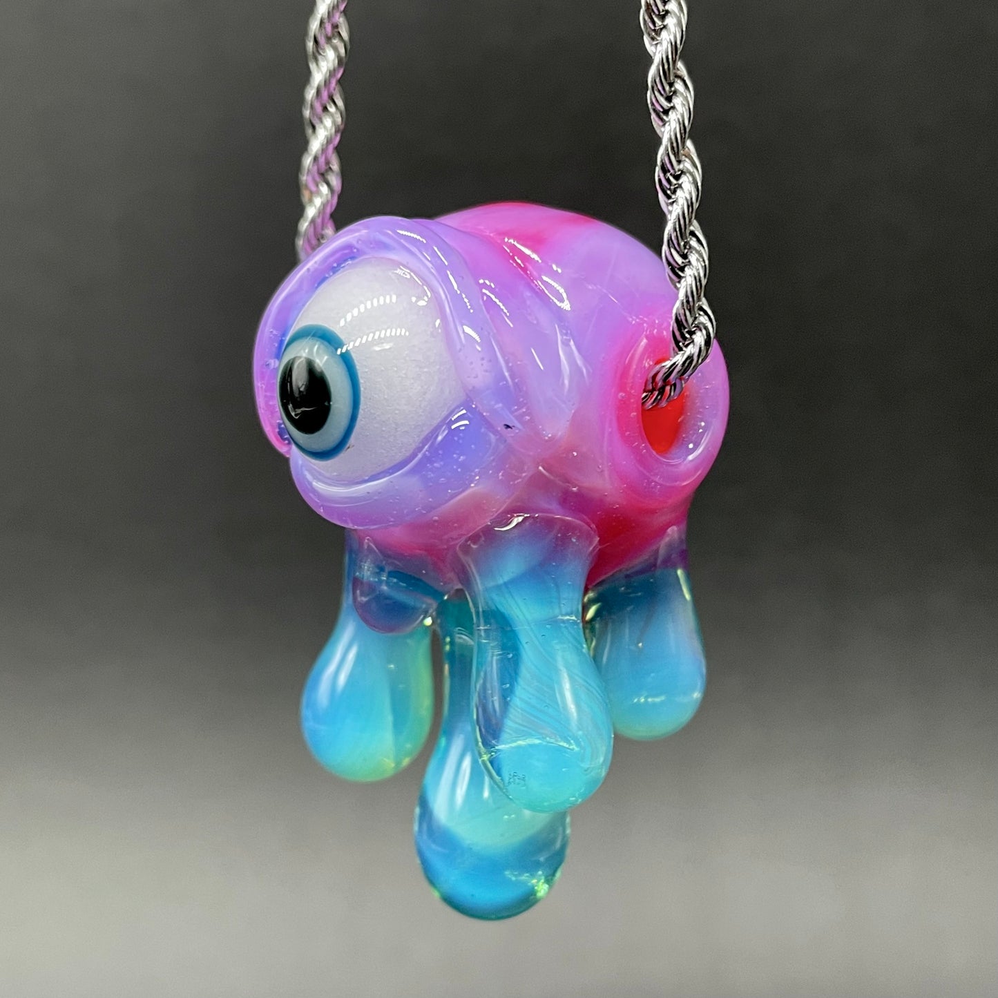 Drippy cyclops glass pendant
