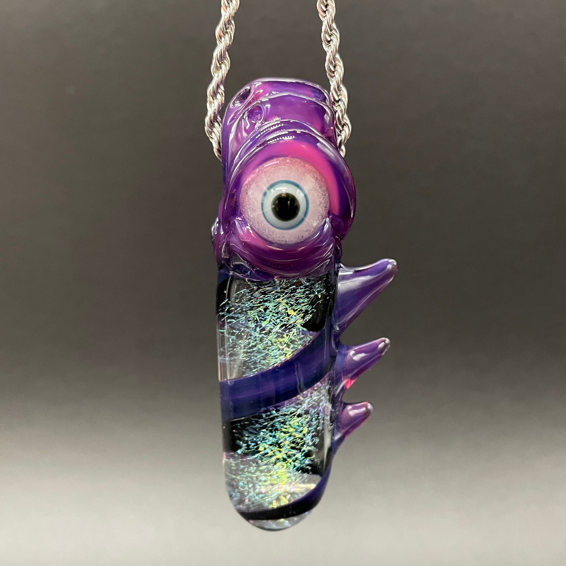 Hand-blown Royal jelly dichroic cyclops pendant - Leviathan Glass original