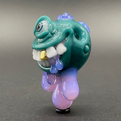 Dripping with sarcasm - Agua azule Drippy, grinning pendant