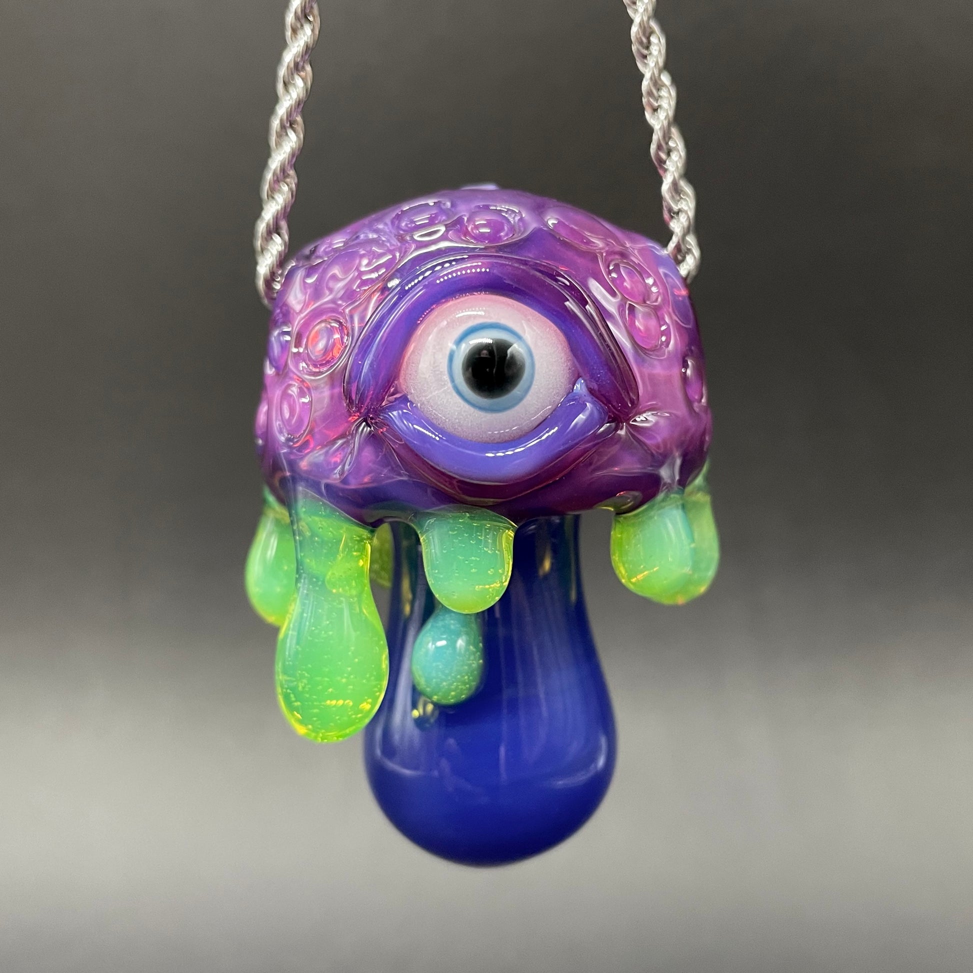 Hand-blown About last night glass mushroom pendant - Leviathan Glass original