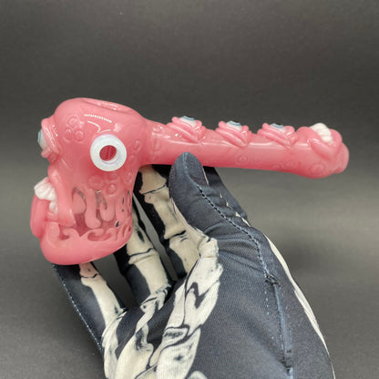 Pink evil eye bubbler