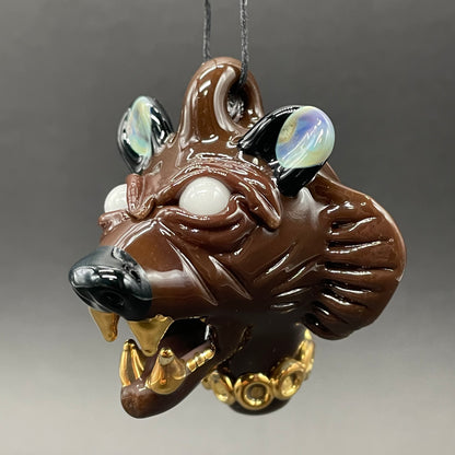 blinged out glass grizzly bear pendant