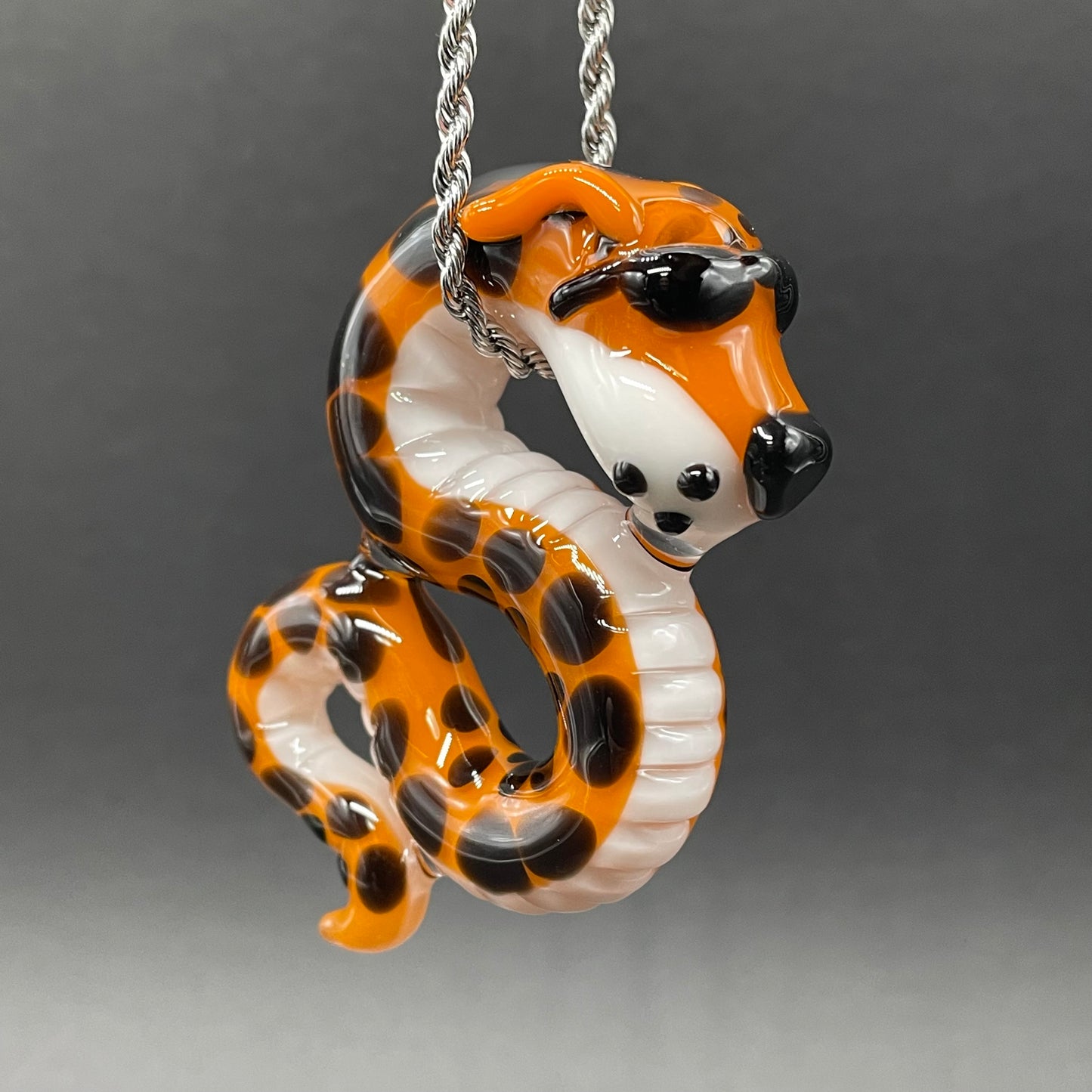 Slithering Chester Cheetah glass pendant