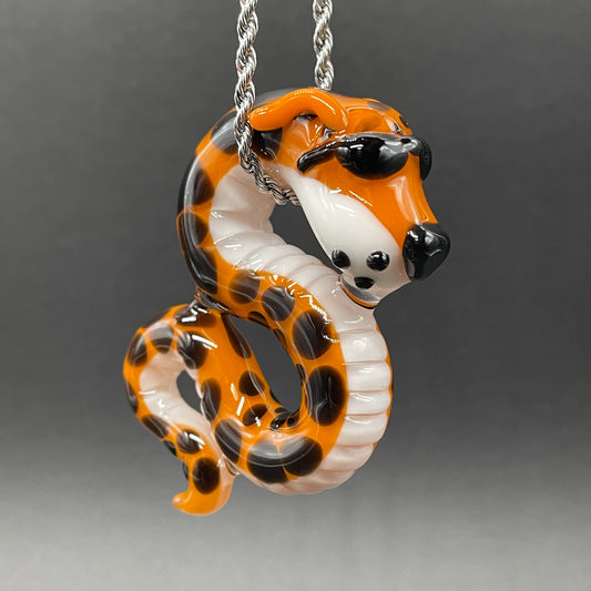 Slithering Chester Cheetah glass pendant