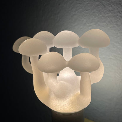 Mushroom, frosted clear glass led night light.