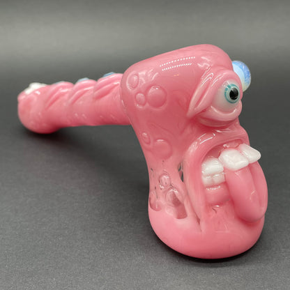 Pink evil eye bubbler