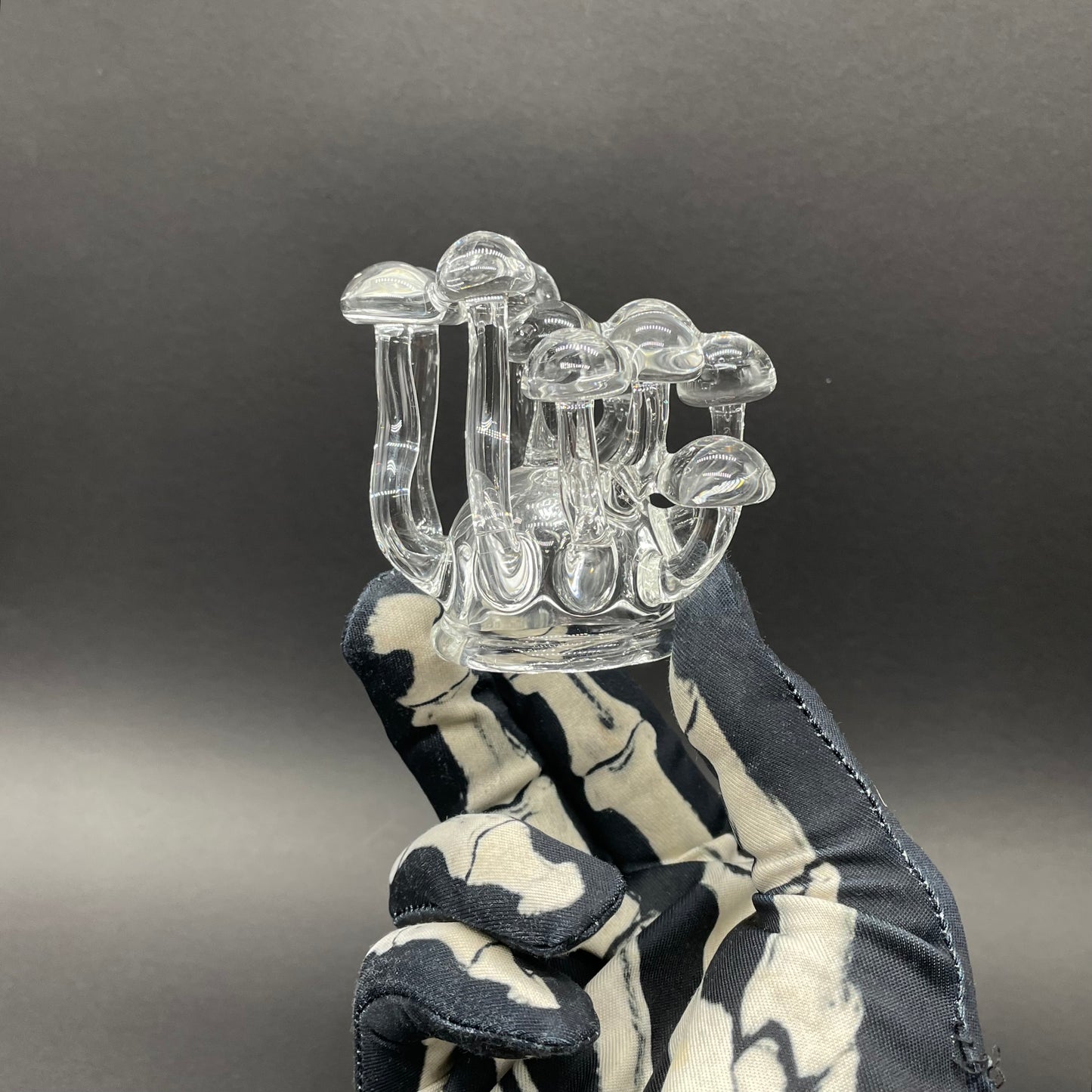 Handblown Clear Glass Mushroom Sculpture Psychedelic Cluster Art Piece