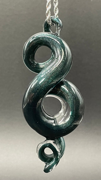 Dichroic sparkle snake pendant