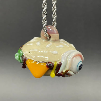 Eye love cheeseburger pendant