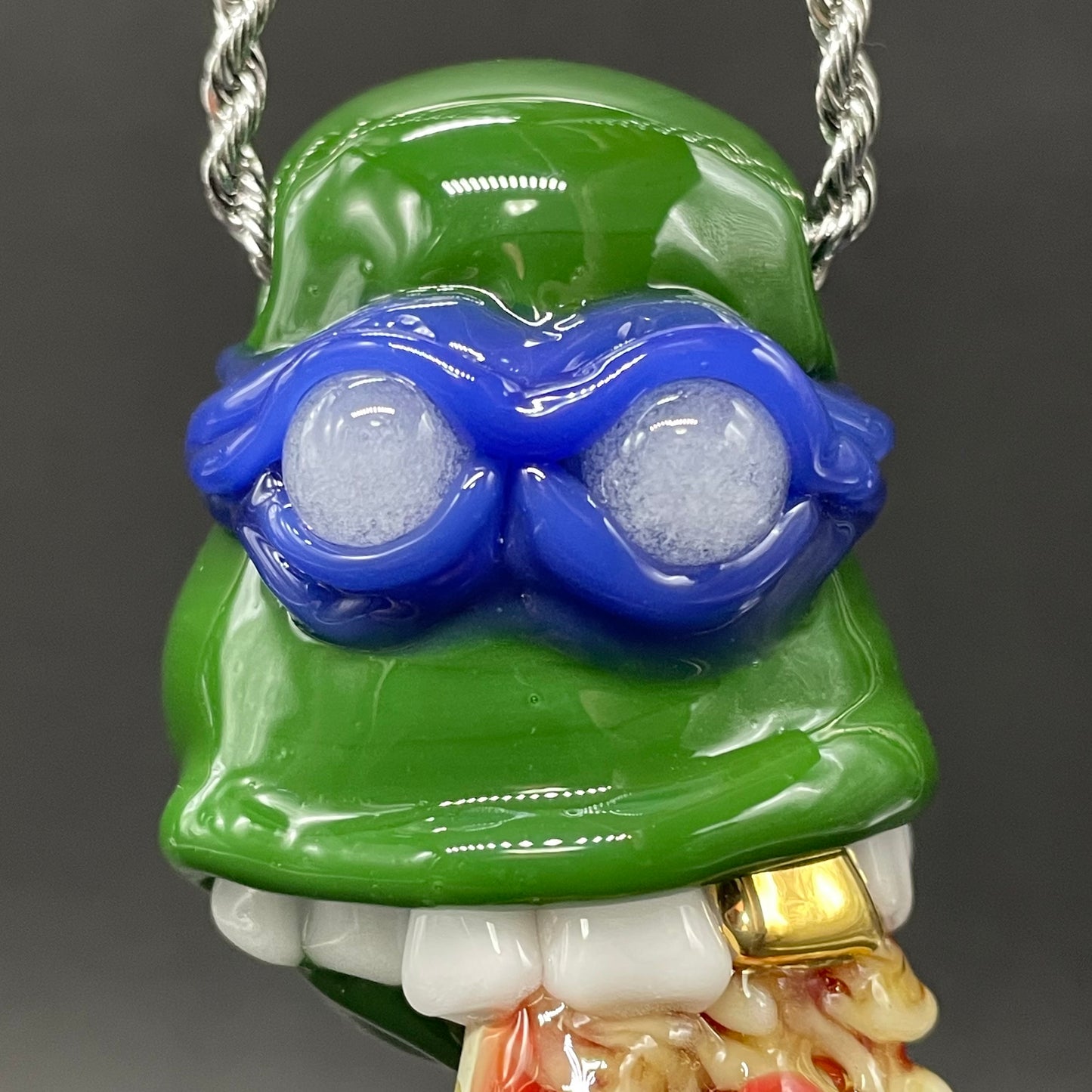 Leonardo Ninja TurtleHandblown Pendant, TMNT Inspired Collectible glass necklace