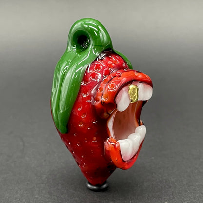 Screaming strawberry glass pendant