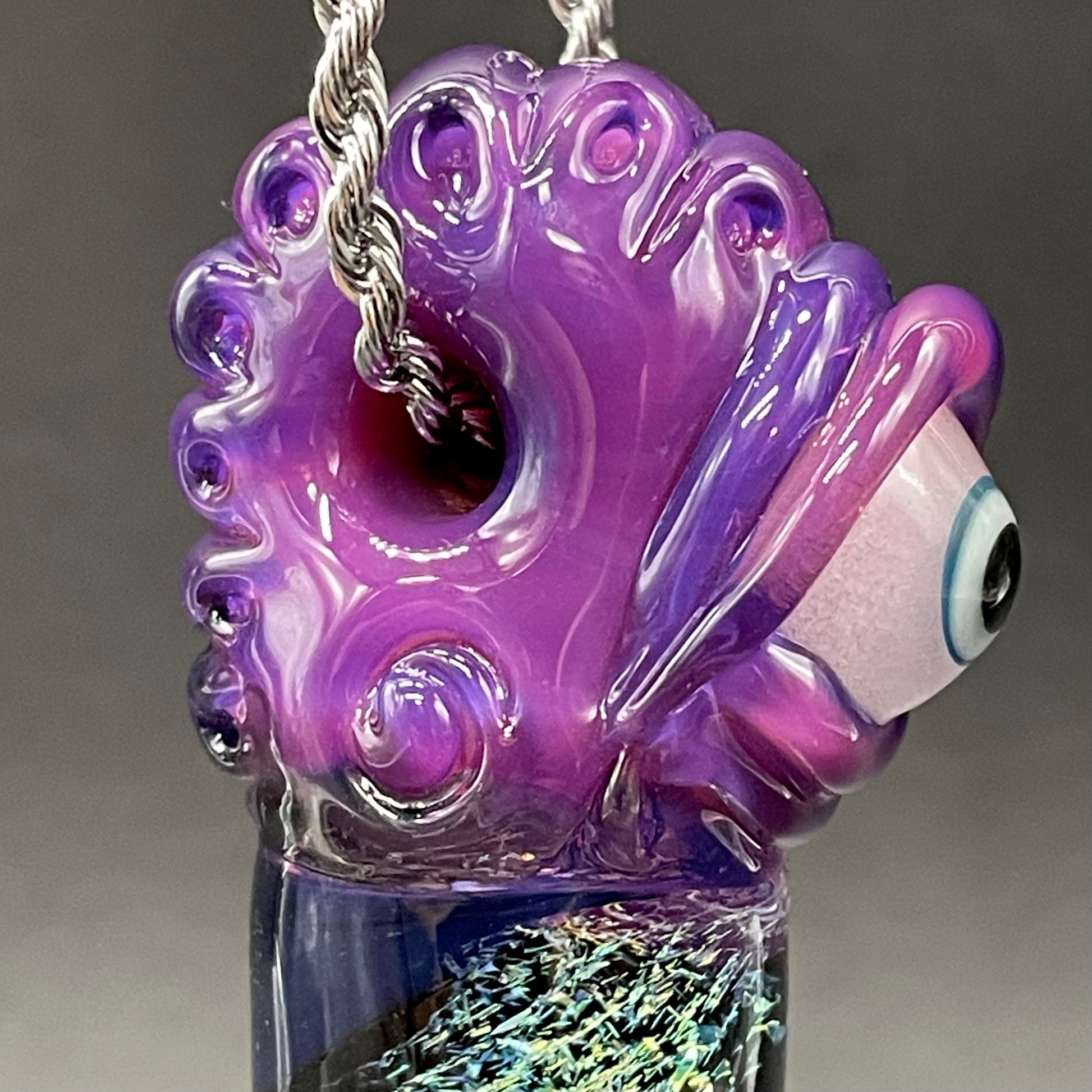 Hand-blown Royal jelly dichroic cyclops pendant - Leviathan Glass original