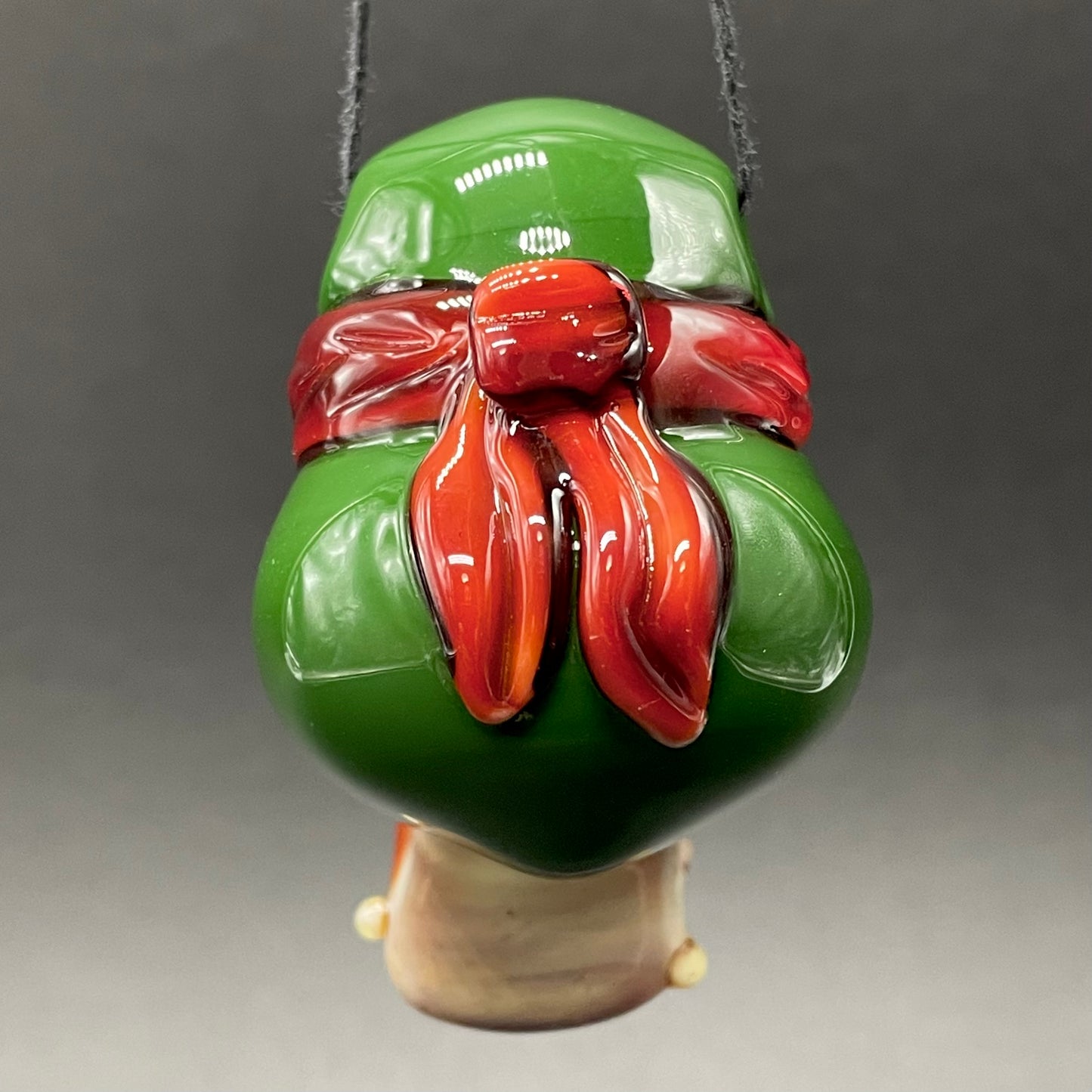 Glass Ninja Turtle Pendant – Handmade Raphael Pizza Necklace, TMNT Fan Jewelry