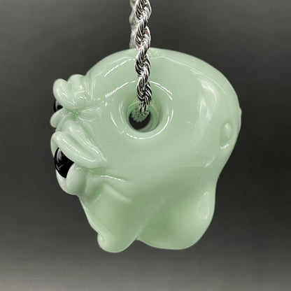 Time manipulating three eye glass alien pendant