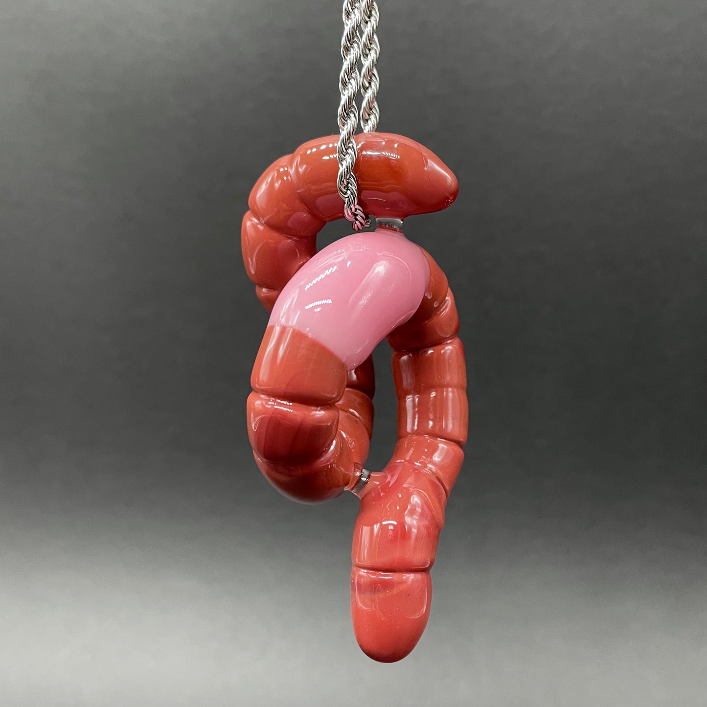 glass earthworm pendant