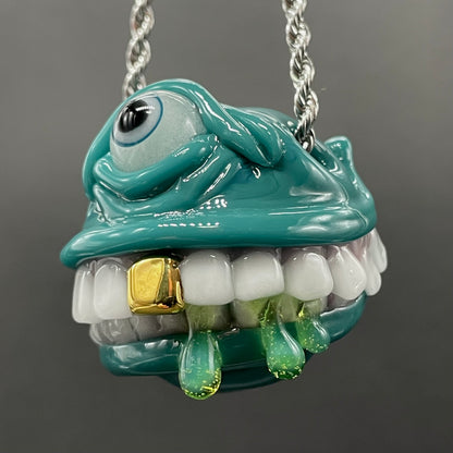Grinning like a fool glass pendant