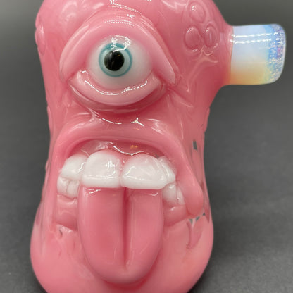 Pink evil eye bubbler