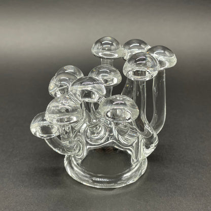 Handblown Clear Glass Mushroom Sculpture Psychedelic Cluster Art Piece