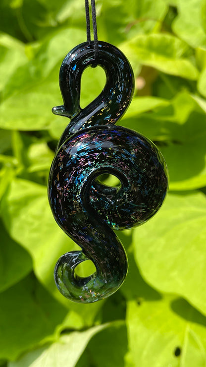 Dichroic sparkle snake pendant